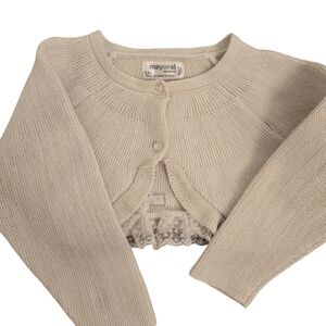 Mayoral Beige Cropped Cardigan